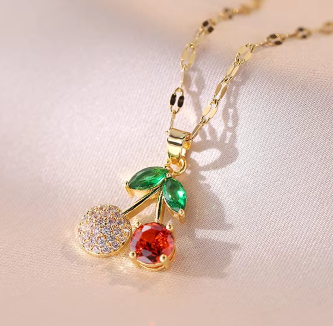 Claudia Cherrry Drop Necklaces / 18K Gold Plated - Nina Kane Jewellery