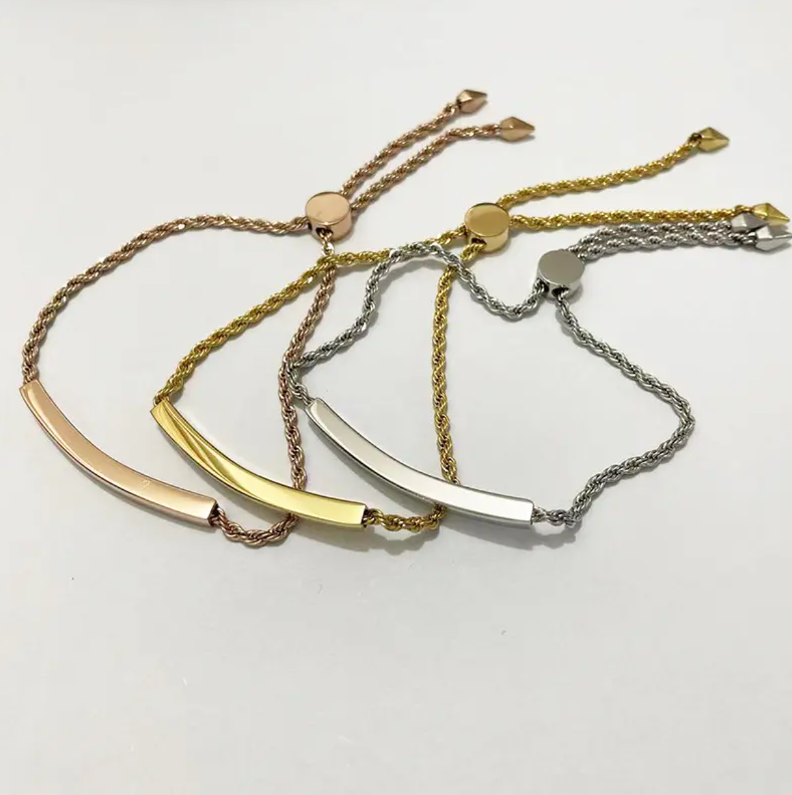 Teri Personalised Slider Bracelets / 18K Gold Plated - Nina Kane Jewellery