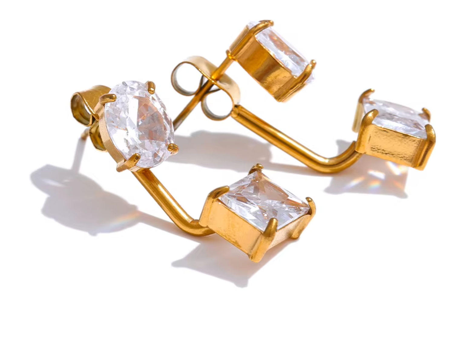 Christa Cubic Zirconia Earrings / 18K Gold Plated - Nina Kane Jewellery