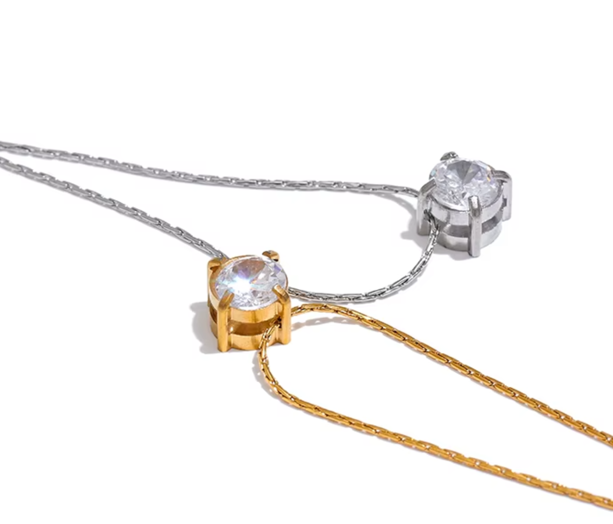 Dainty Solitaire Gemstone Necklace / 18K Gold Plated - Nina Kane Jewellery