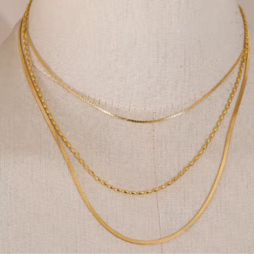 Sedona Triple Layer Necklace / 18K Gold Plated - Nina Kane Jewellery