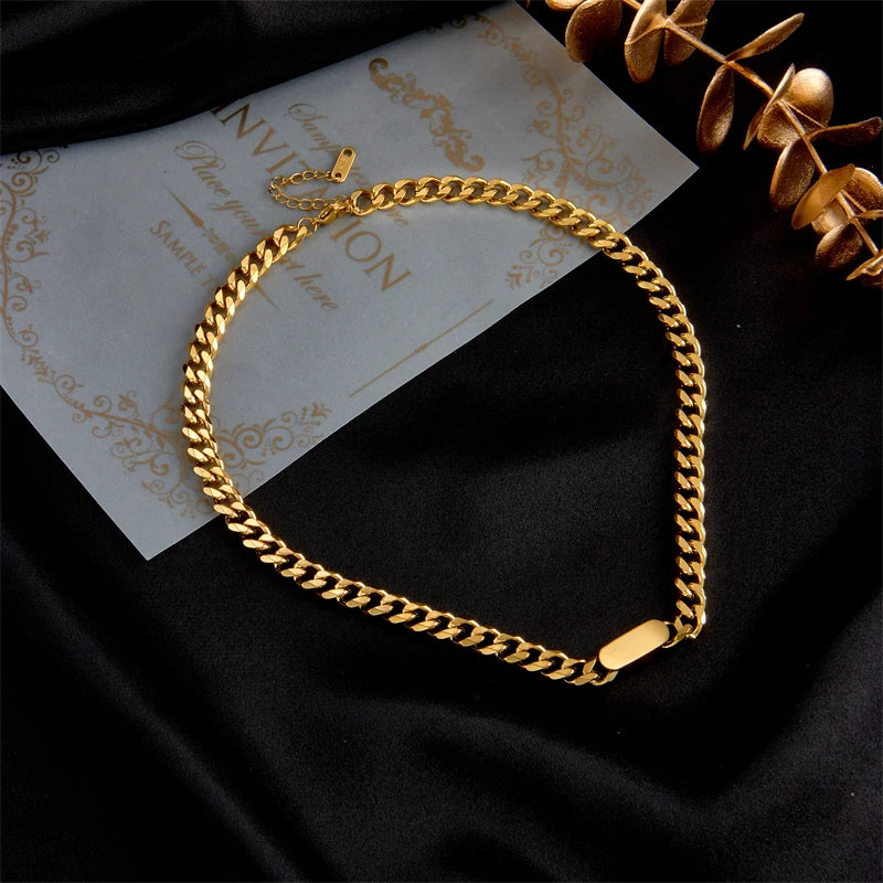 Nivi Cuban Link Chunky Chain / 18K Gold Plated - Nina Kane Jewellery