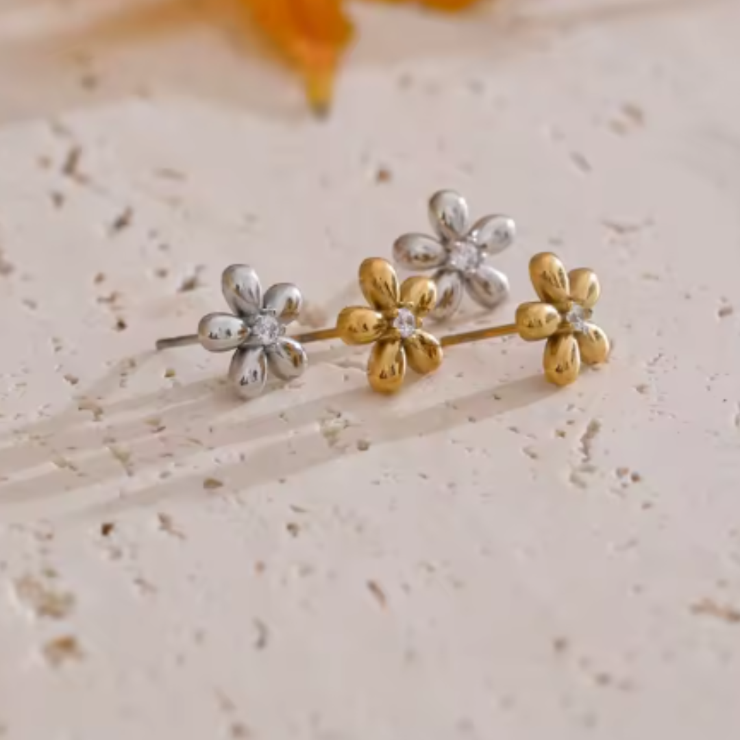 The Courtney Blossom Studs / 18K Gold Plated - Nina Kane Jewellery