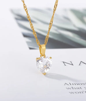 Michelle Zircon Heart Pendants / Stainless steel - Nina Kane Jewellery