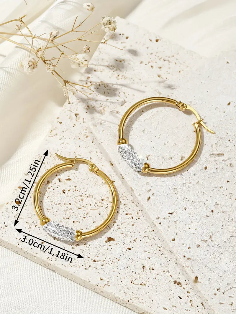 Madison Crystal Zircon Hoops / Stainless Steel - Nina Kane Jewellery