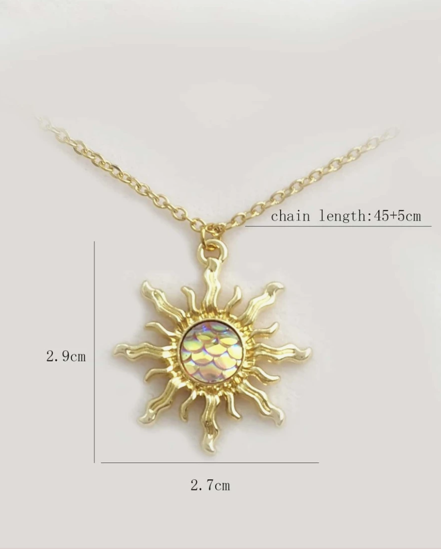 Helios Sunburst Pendant / Stainless Steel - Nina Kane Jewellery
