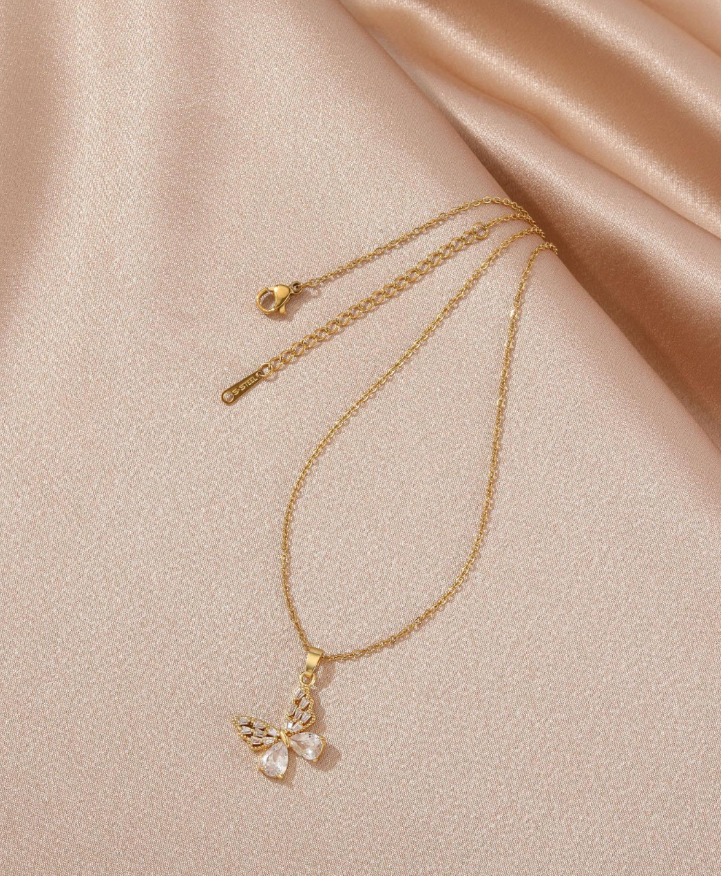 Khloe Crystal Butterfly Necklace / 18K Gold Plated - Nina Kane Jewellery