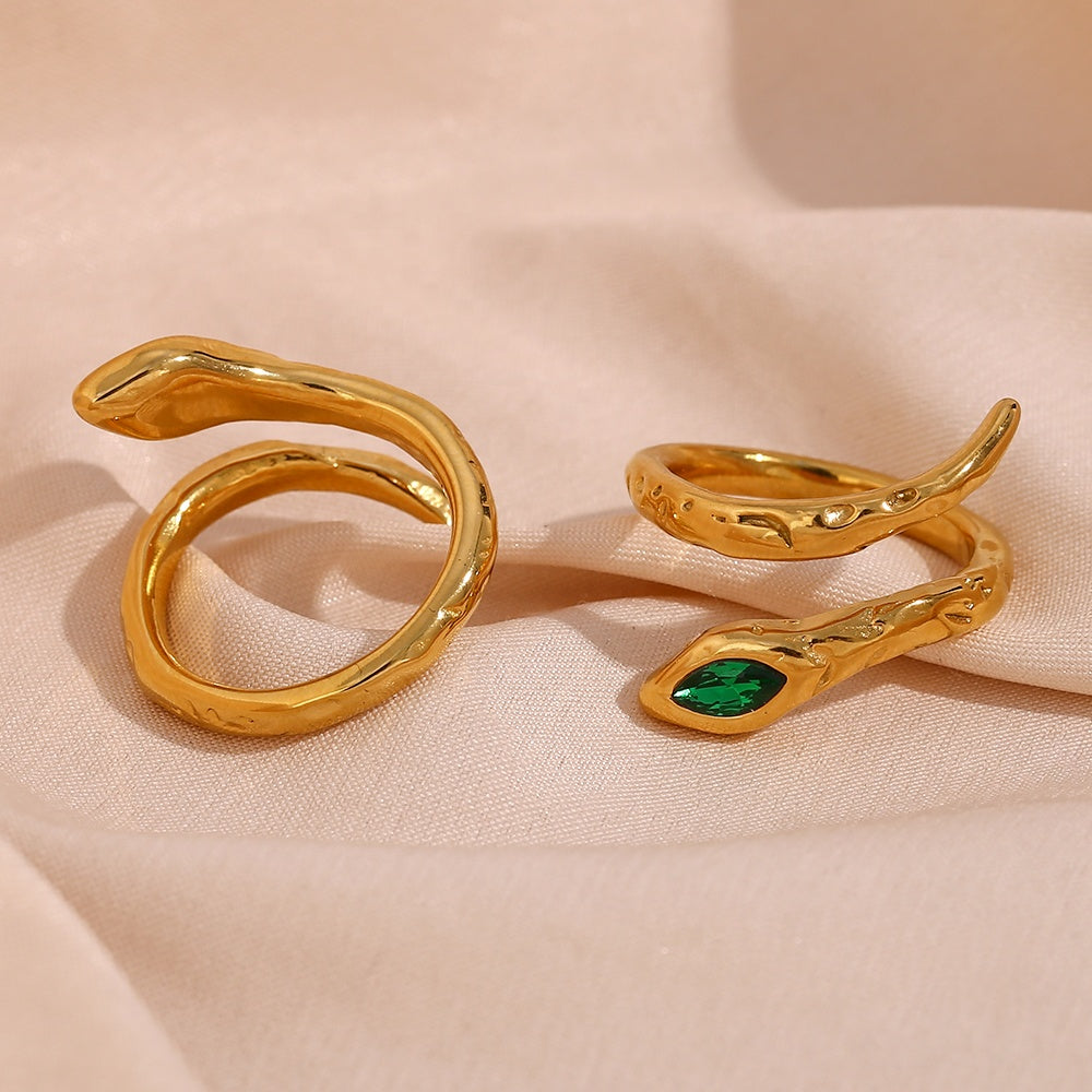 Stacey Zircon Diamond Snake Rings / 18K Gold Plated