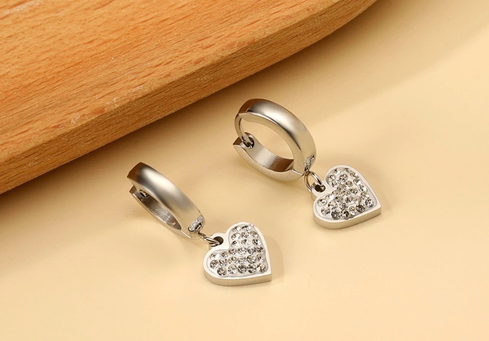 Ramsey Heart Huggie Earrings / 14K Gold Plated - Nina Kane Jewellery