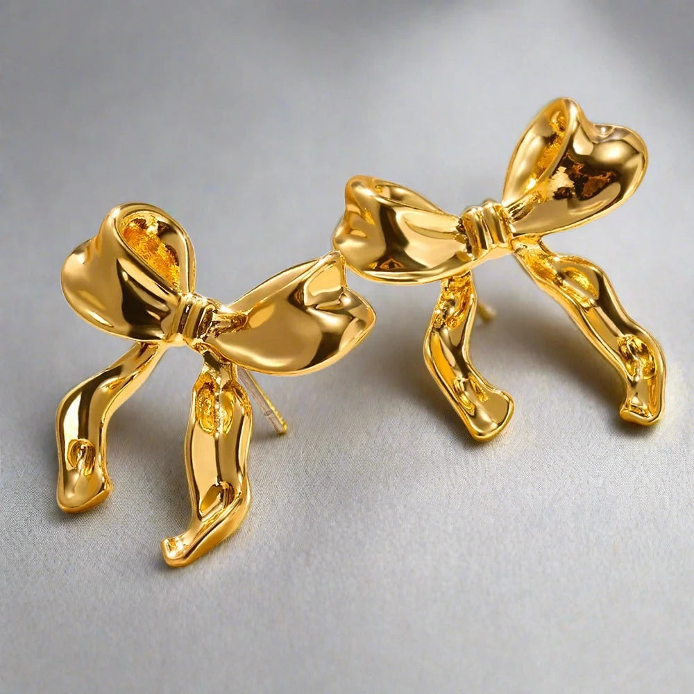Amy Bow Earrings / Stainless Steel - Nina Kane Jewellery