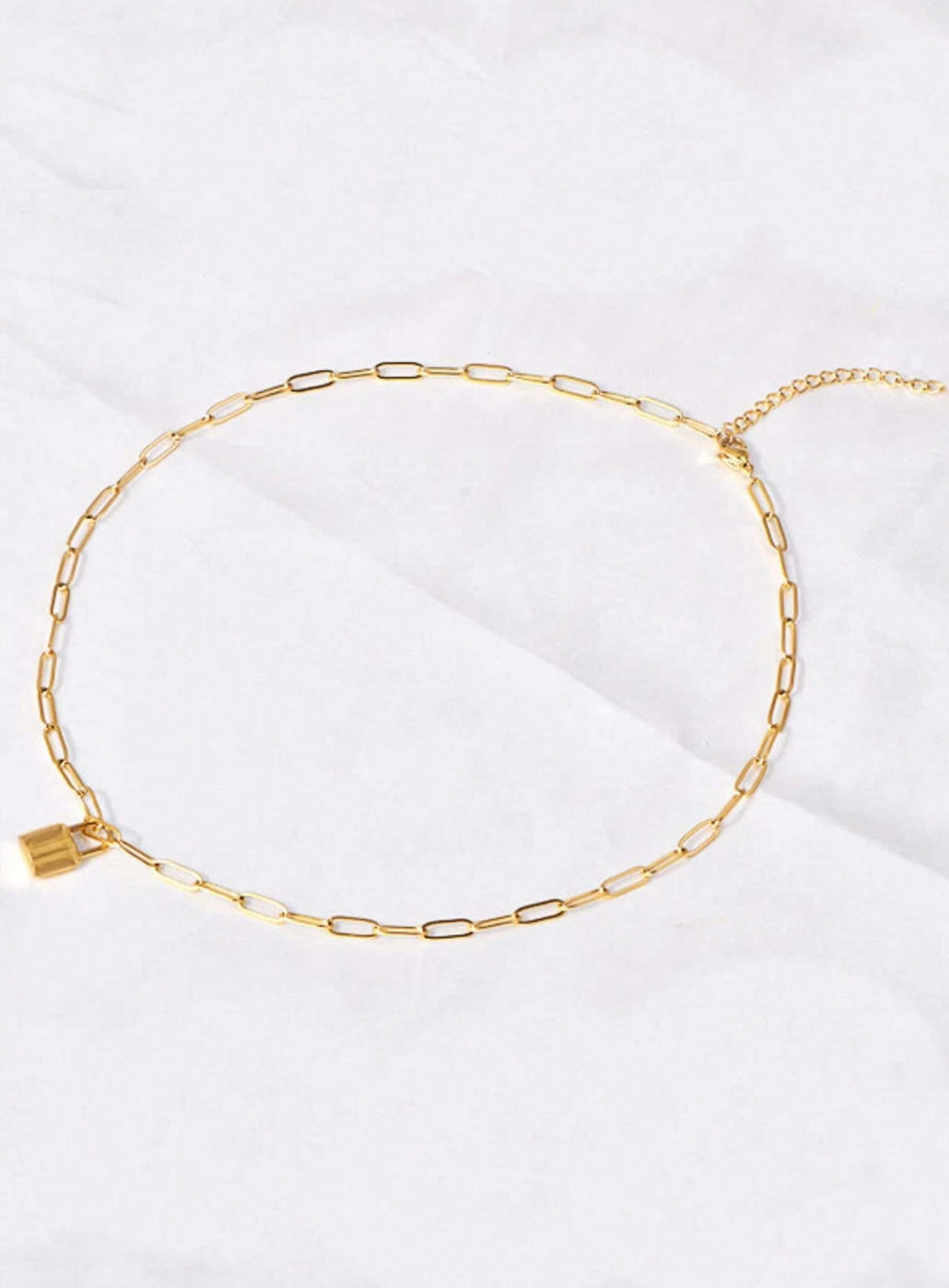 Leslie Personalised Padlock Necklace / 18K Gold Plated - Nina Kane Jewellery