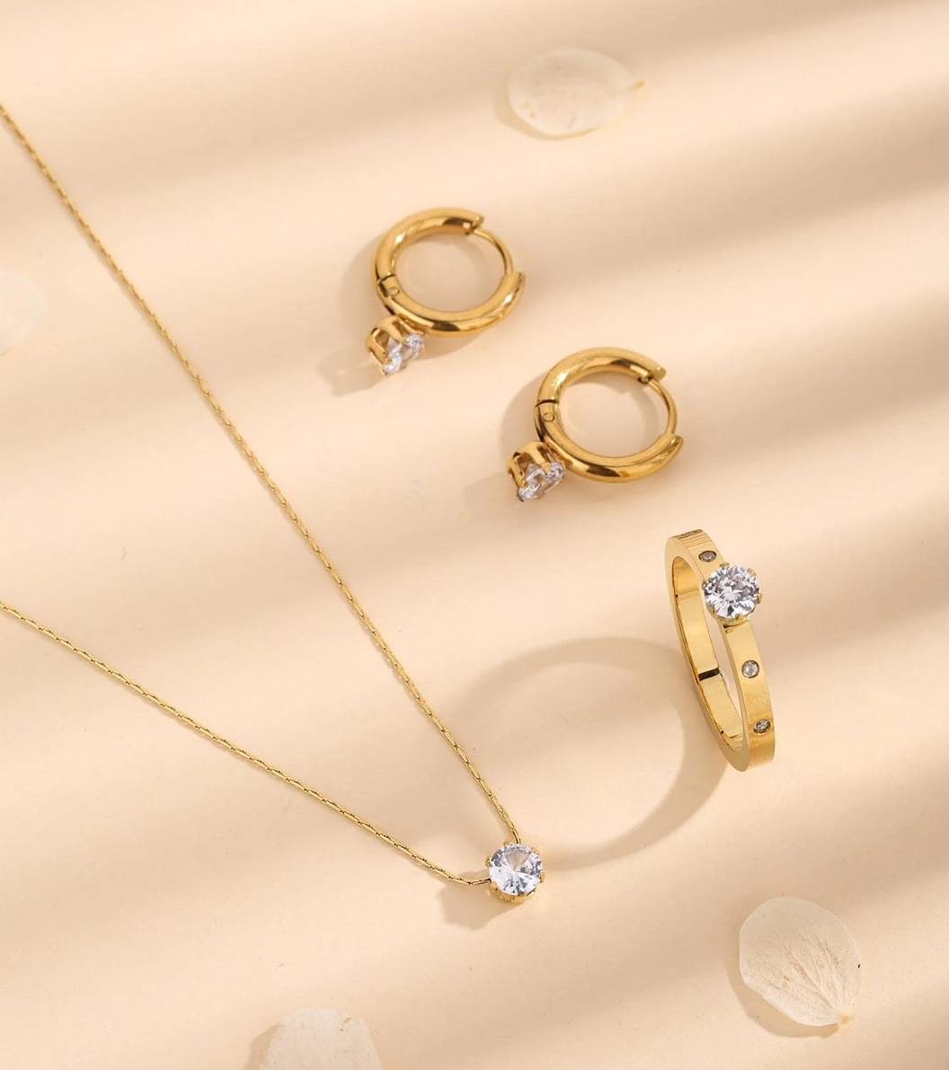 Peonie 3 Piece Jewellery Set / Stainless Steel - Nina Kane Jewellery