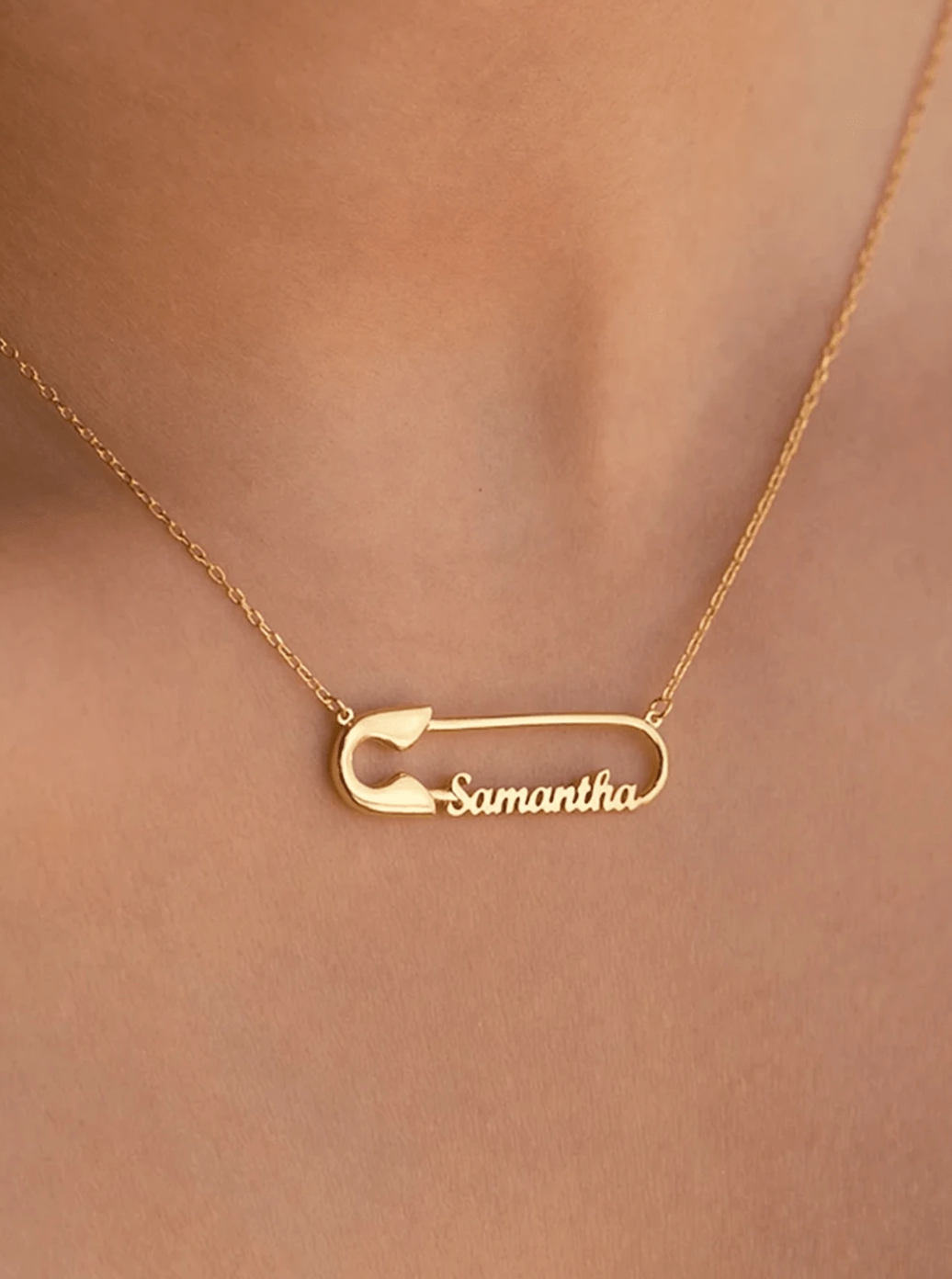 Personalised Safety Pin Name Necklace / Stainless Steel - Nina Kane Jewellery