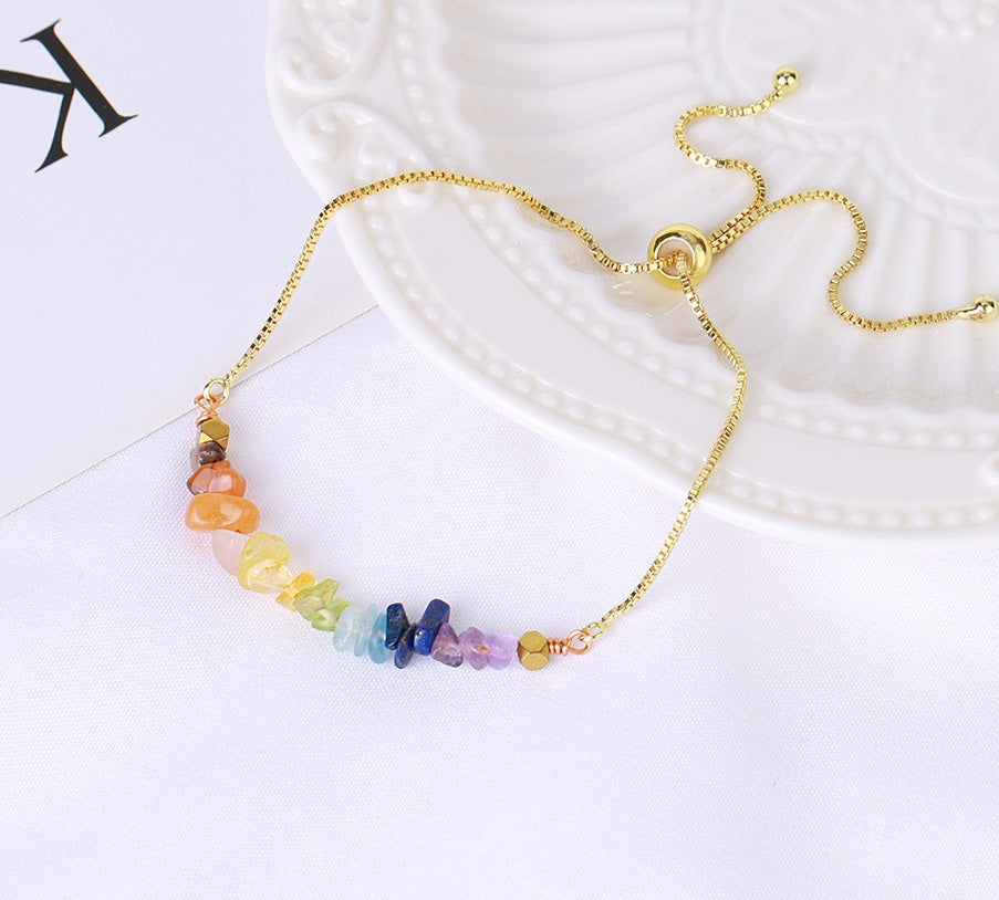The Chakra Crystal Healing Bracelet / Stainless Steel