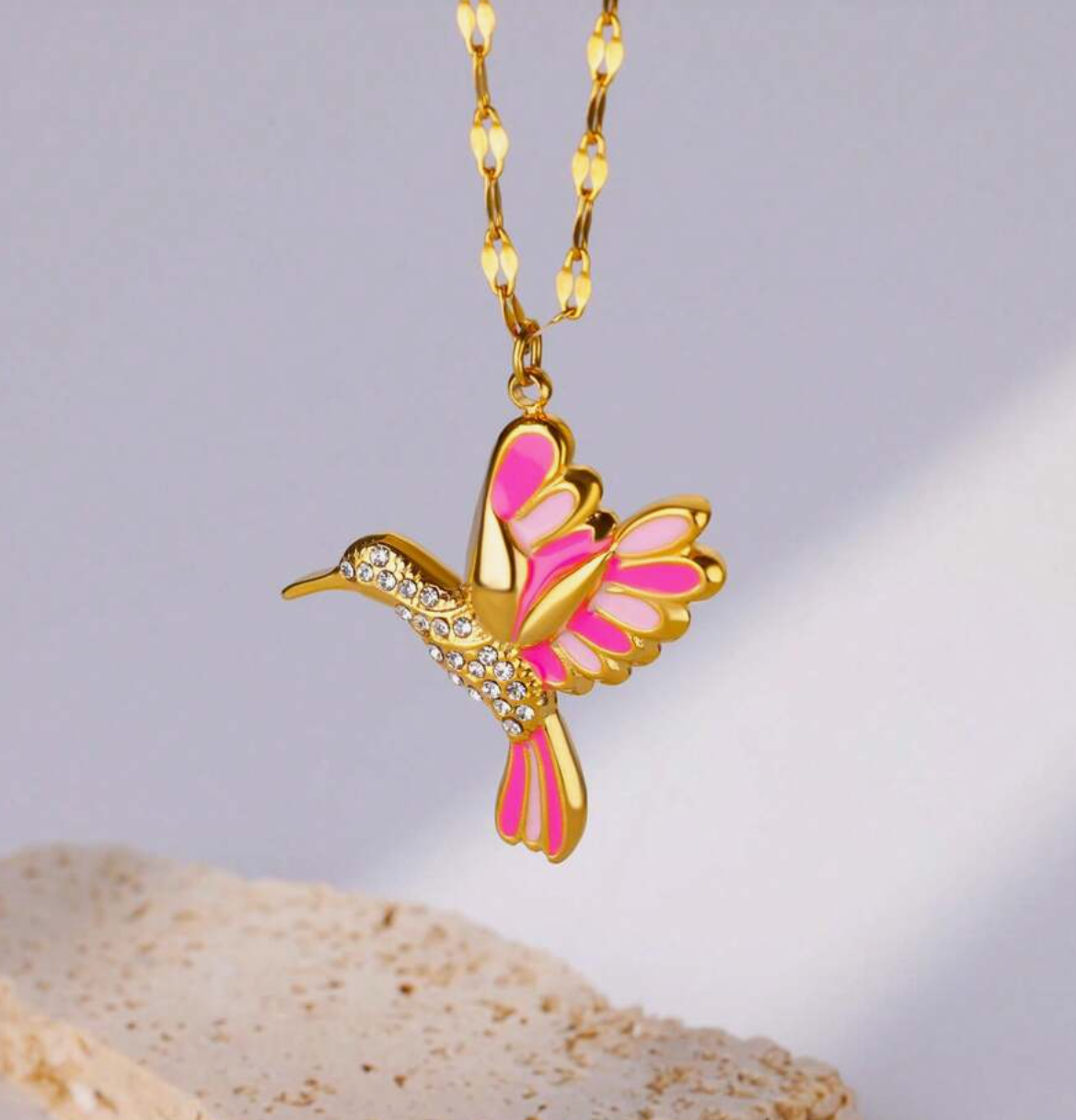 Meera Hummingbird Pendants / Stainless Steel - Nina Kane Jewellery