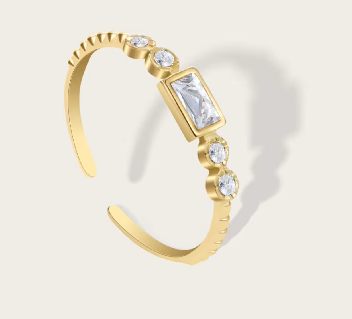Lagertha Crystal Ring / 18K Gold Plated - Nina Kane Jewellery
