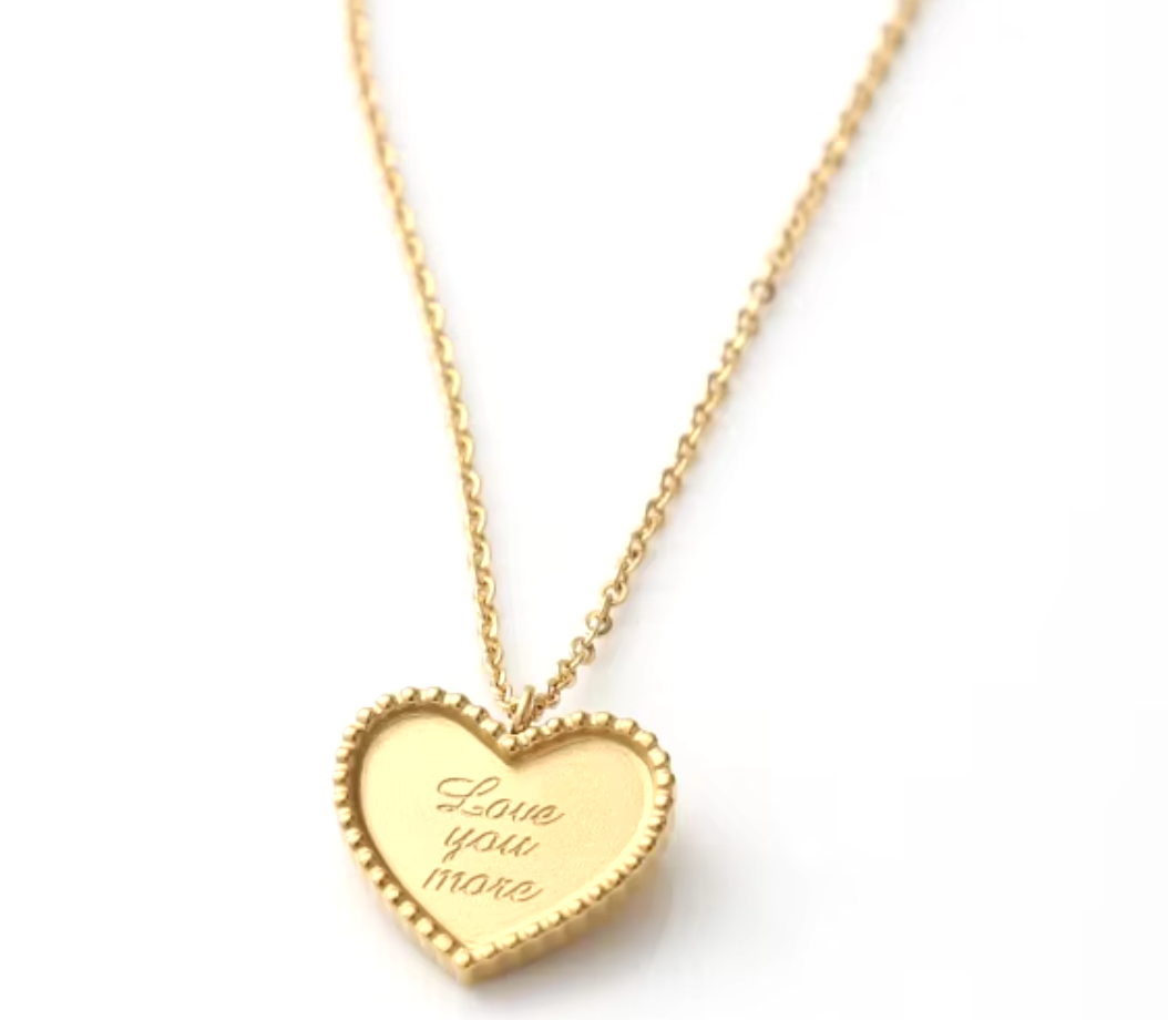 "Love You More" Heart Necklace / 18K Gold Plated - Nina Kane Jewellery