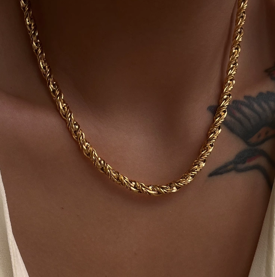 Steph Braided Rope Chain / 18K Gold Plated - Nina Kane Jewellery