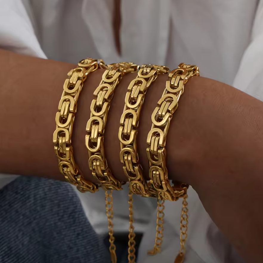 Nicole Chunky Watchband Bracelet / 18K Gold Plated - Nina Kane Jewellery