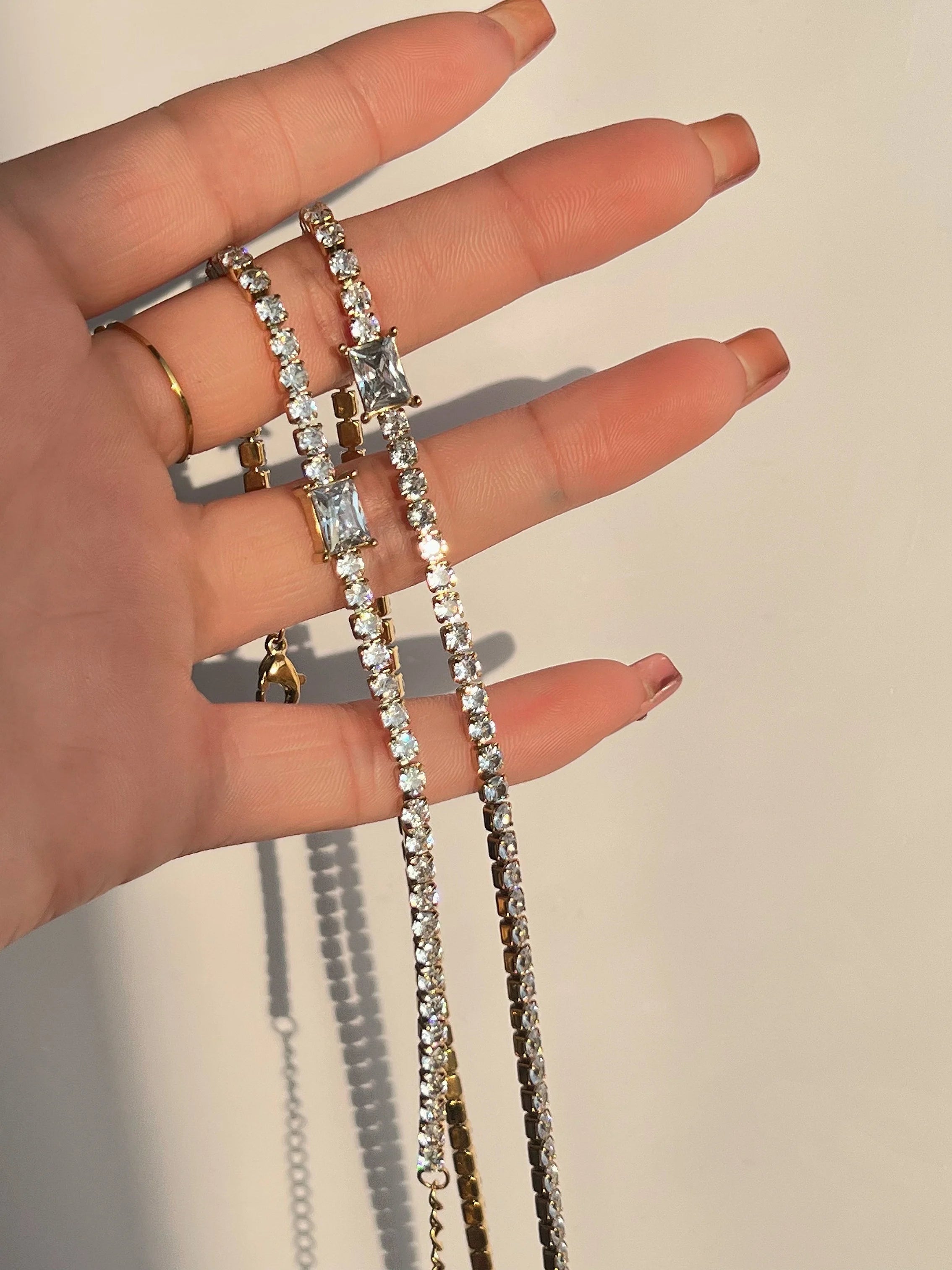 Melissa Diamond Tennis Necklace / 18K Gold Plated - Nina Kane Jewellery