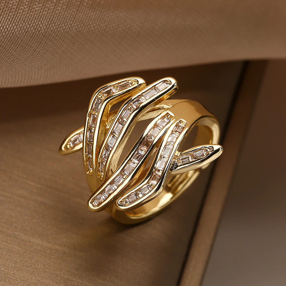 Porter Crossed Hands Ring / Stainless Steel - Nina Kane Jewellery