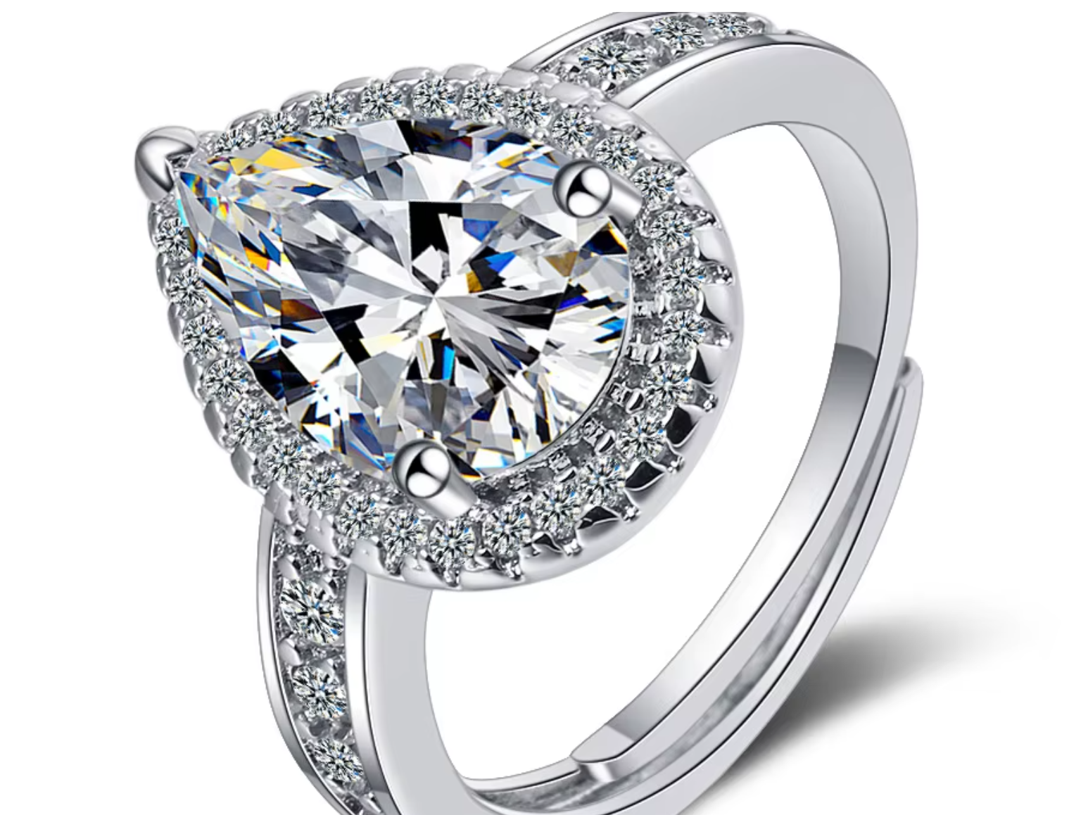 Carlotta Teardrop Cubic Zirconia Ring / 925 Sterling Silver - Nina Kane Jewellery