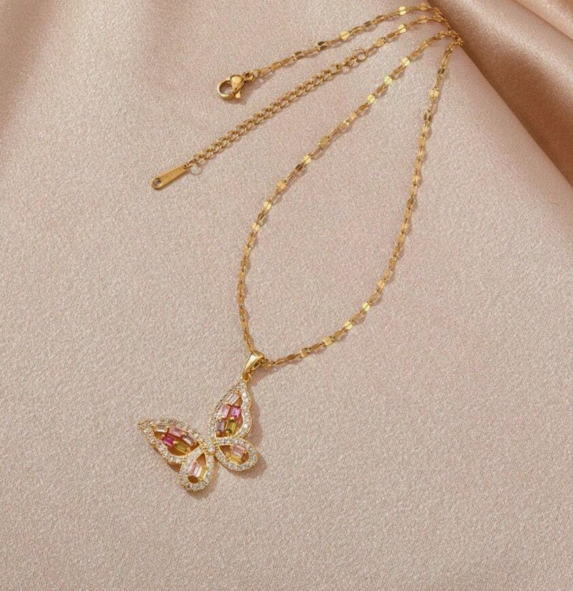Natalie Crystal Butterfly Pendant / 18K Gold Plated - Nina Kane Jewellery