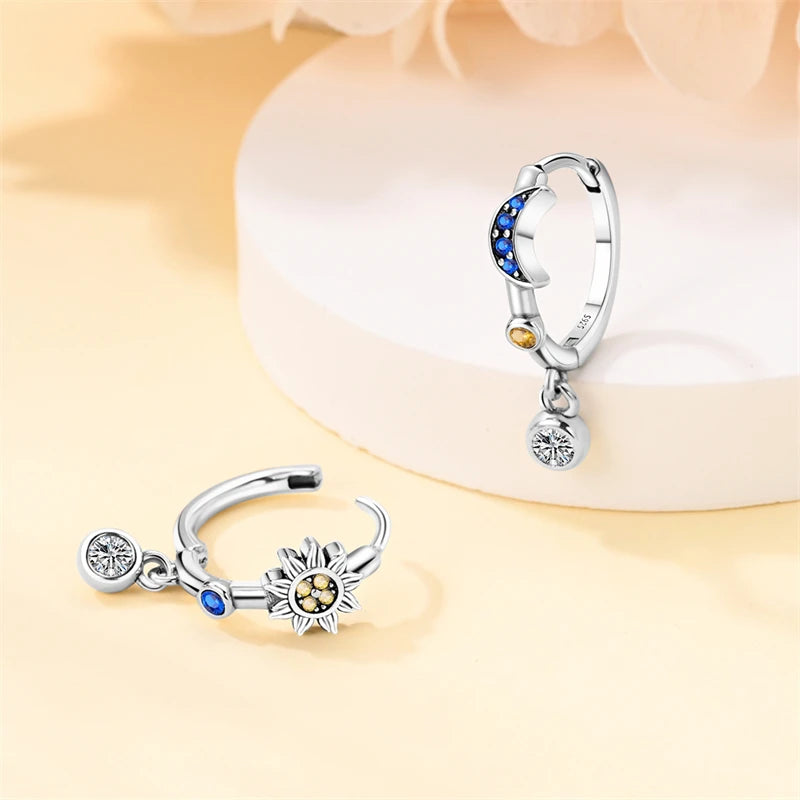 Jakarta Sun & Moon Hoops / 925 Sterling Silver - Nina Kane Jewellery