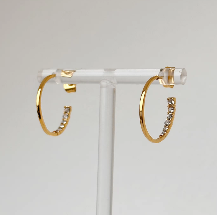 Gemma Pave Zircon Diamond Hoops / 18K Gold Plated - Nina Kane Jewellery