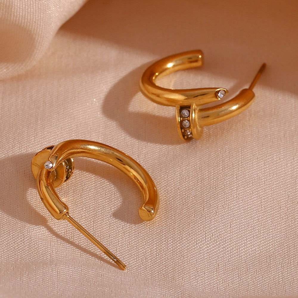Pamela Rhinestone Nail Earrings / Stainless Steel
