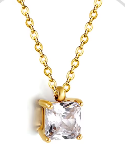 Artemis Solitaire Gem Necklaces / 18K Gold Plated - Nina Kane Jewellery