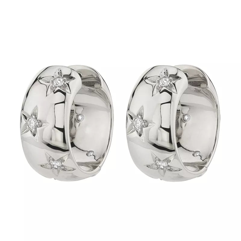Beatrix Zircon Star Hoops / 18K Gold Plated - Nina Kane Jewellery