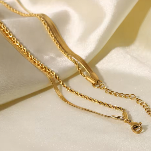 Emma Double Layered Necklace – 18K Gold Plated - Nina Kane Jewellery