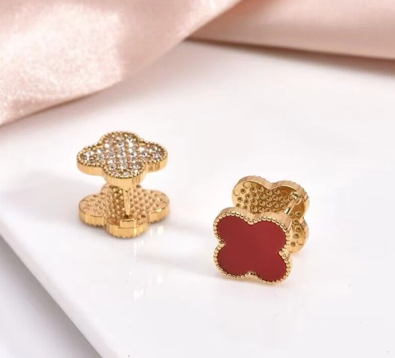Astoria Double Sided Clover Earrings / 18K Gold Plated - Nina Kane Jewellery