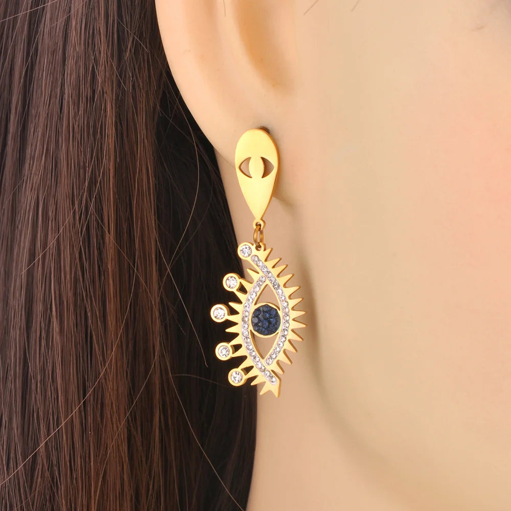 Rio Evil Eye Earrings / 18K Gold Plated - Nina Kane Jewellery