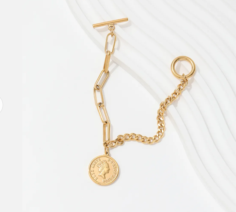 Bethany Coin Charm Bracelet / 18K Gold Plated - Nina Kane Jewellery