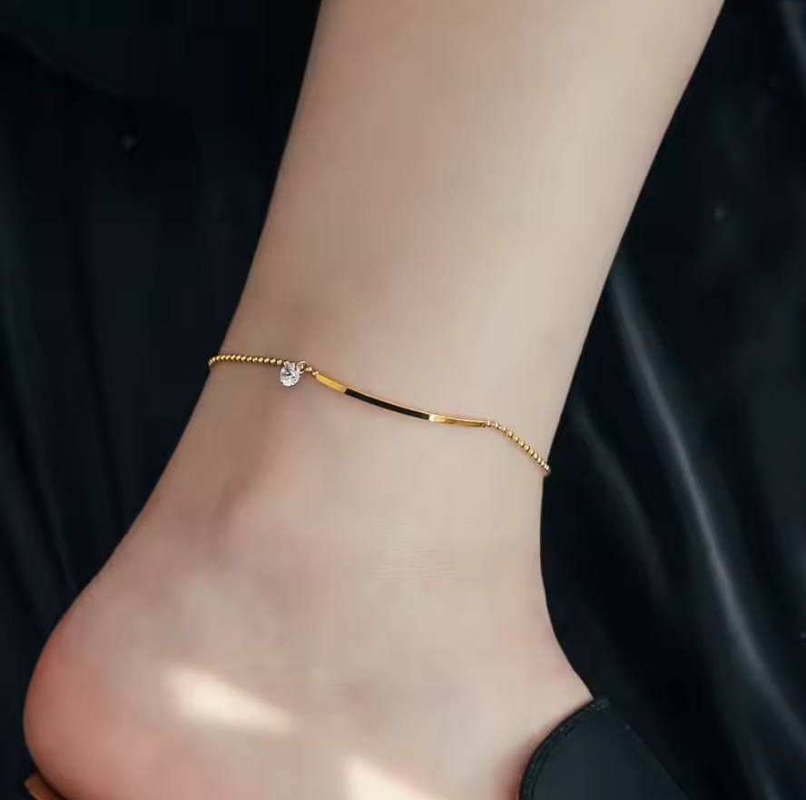 Danni Summer Beaded Anklet / 18k Gold Plated - Nina Kane Jewellery