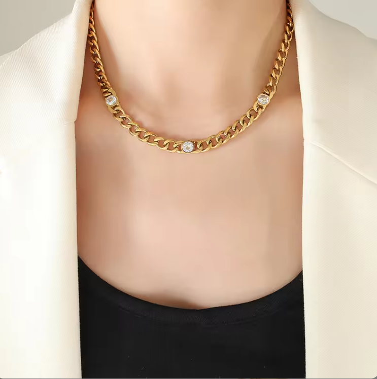 Madeira Chunky Cuban Necklace / 18K Gold Plated - Nina Kane Jewellery