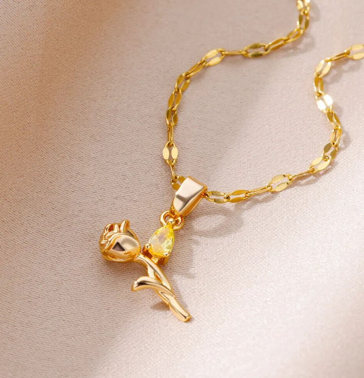 Serena Rose Crystal Necklaces / Stainless Steel - Nina Kane Jewellery