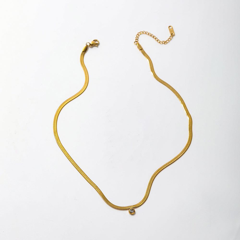 Ilaria Snake Chain Diamond Necklace / 18K Gold Plated