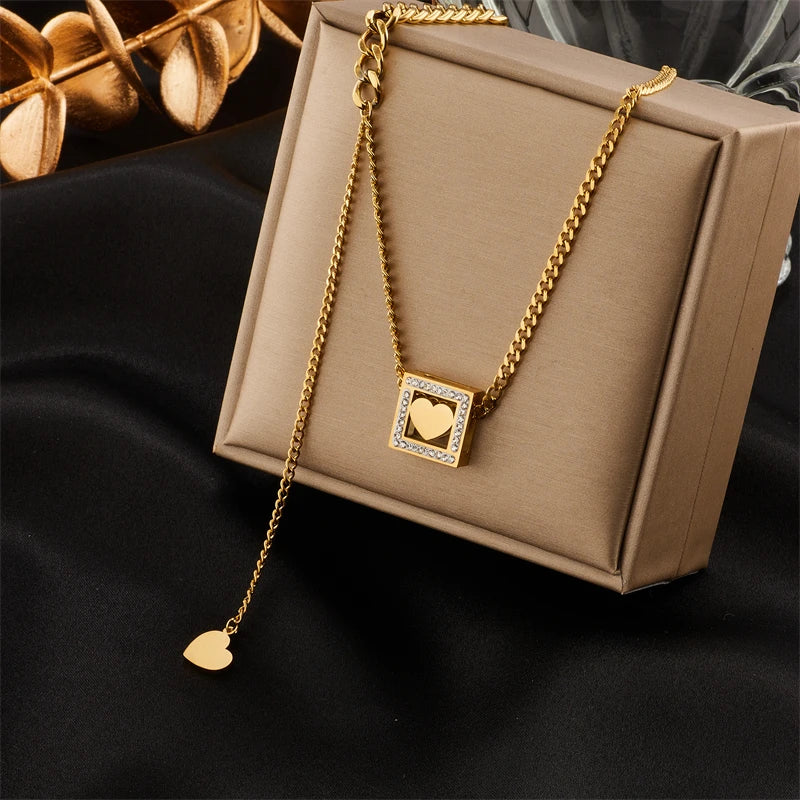 Gabriella Box Pendants / Stainless Steel - Nina Kane Jewellery