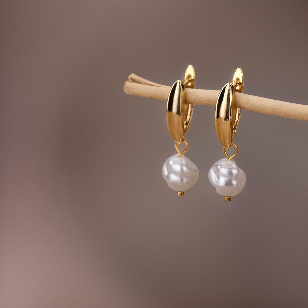 Adrianne Pearl Earrings / Stainless Steel - Nina Kane Jewellery