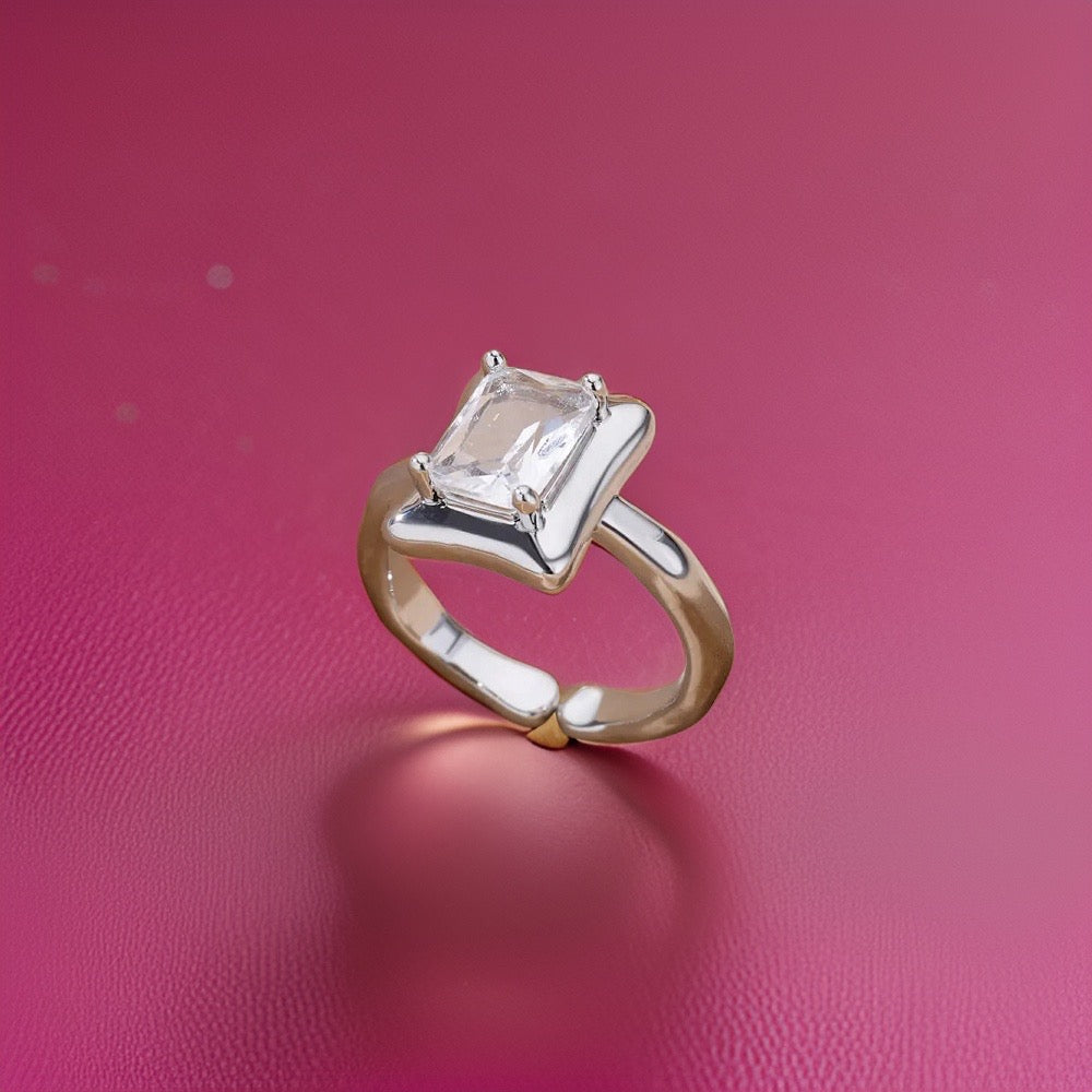 Emily Square Zircon Rings / Stainless Steel - Nina Kane Jewellery