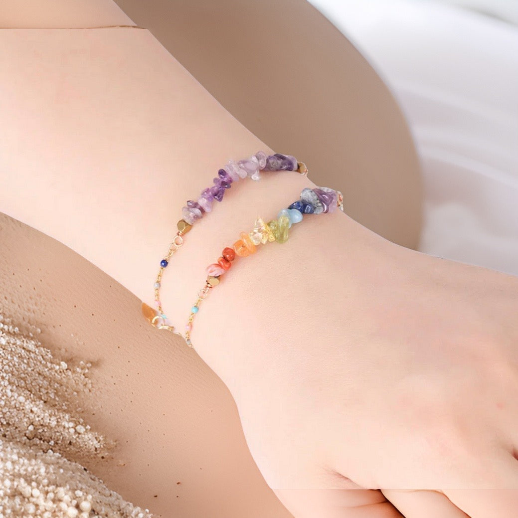 The Chakra Crystal Healing Bracelet / Stainless Steel - Nina Kane Jewellery