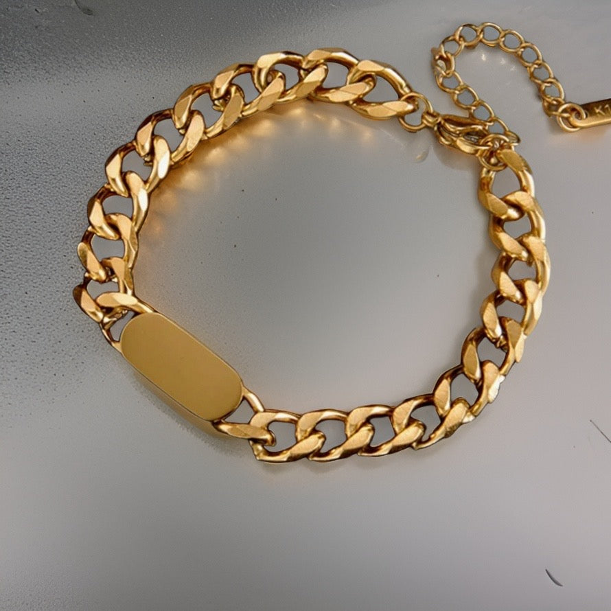 Nivi Chunky Cuban Bracelet / 18K Gold Plated - Nina Kane Jewellery