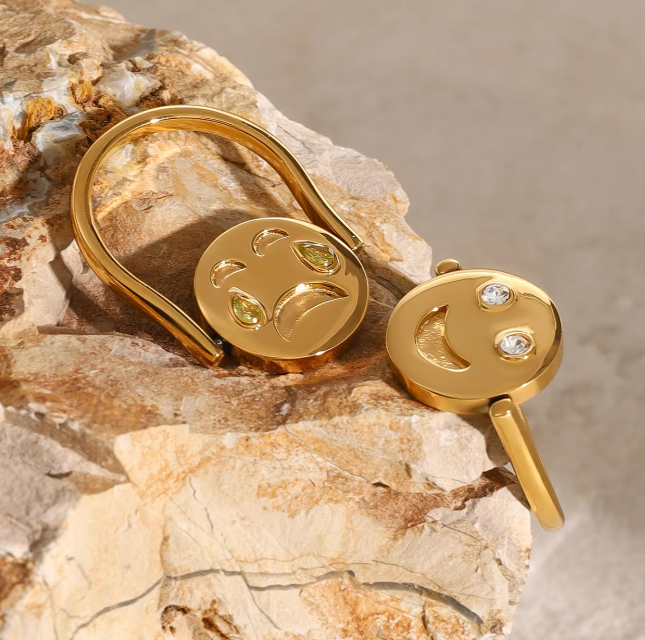 Spinning Crying / Laughing Rings / 18K Gold Plated - Nina Kane Jewellery