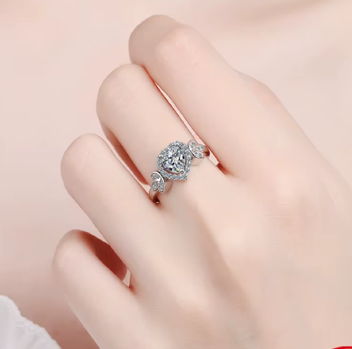 Sweetheart Zirconia Diamond Ring / 925 Sterling Silver - Nina Kane Jewellery