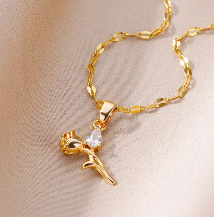 Serena Rose Crystal Necklaces / Stainless Steel - Nina Kane Jewellery