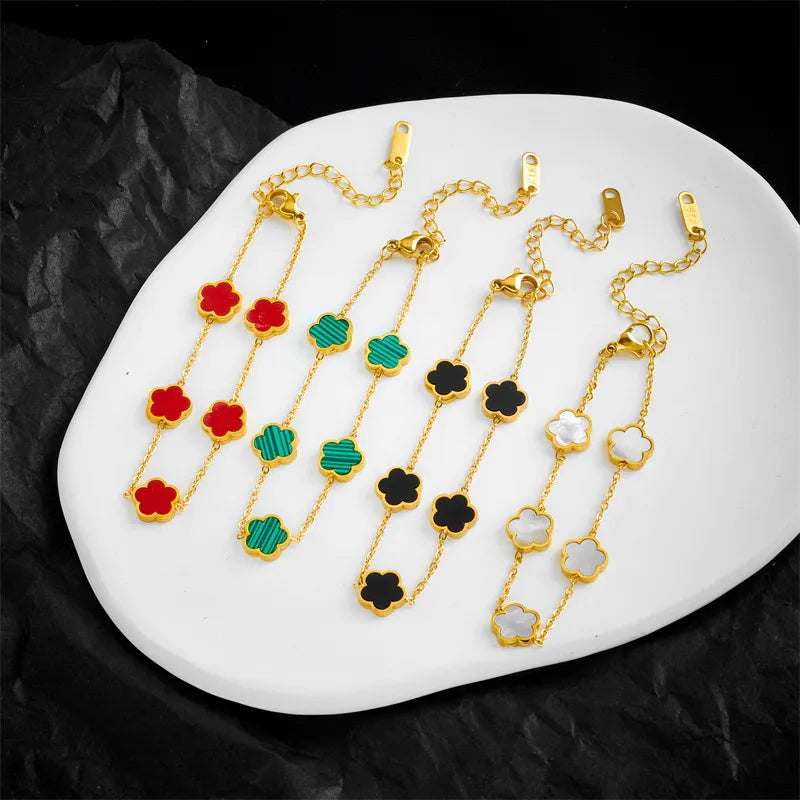 Esmeralda Clover Bracelets / Stainless Steel