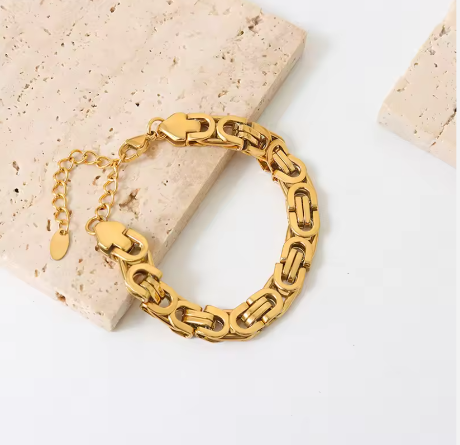 Nicole Chunky Watchband Bracelet / 18K Gold Plated - Nina Kane Jewellery